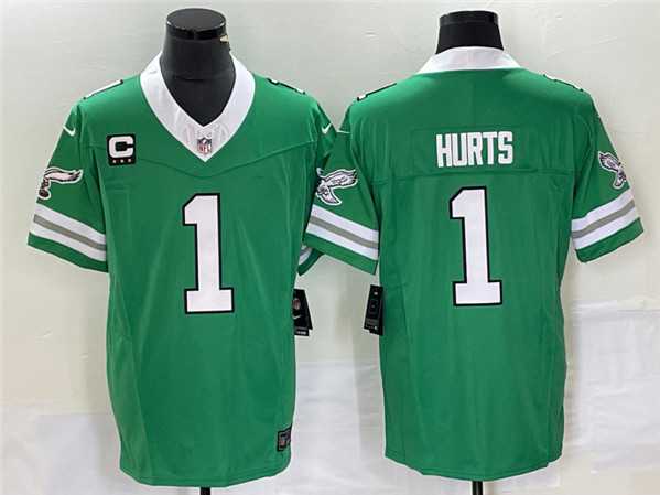 Men%27s Philadelphia Eagles #1 Jalen Hurts Green 2023 F.U.S.E. Vapor Untouchable With C Patch Stitched Football Jersey->philadelphia eagles->NFL Jersey